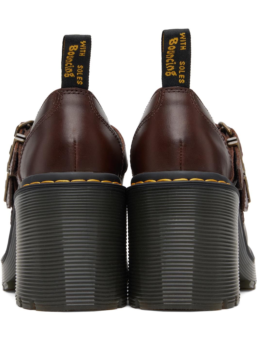 Brown Eviee Leather Mary Jane Heels - 2