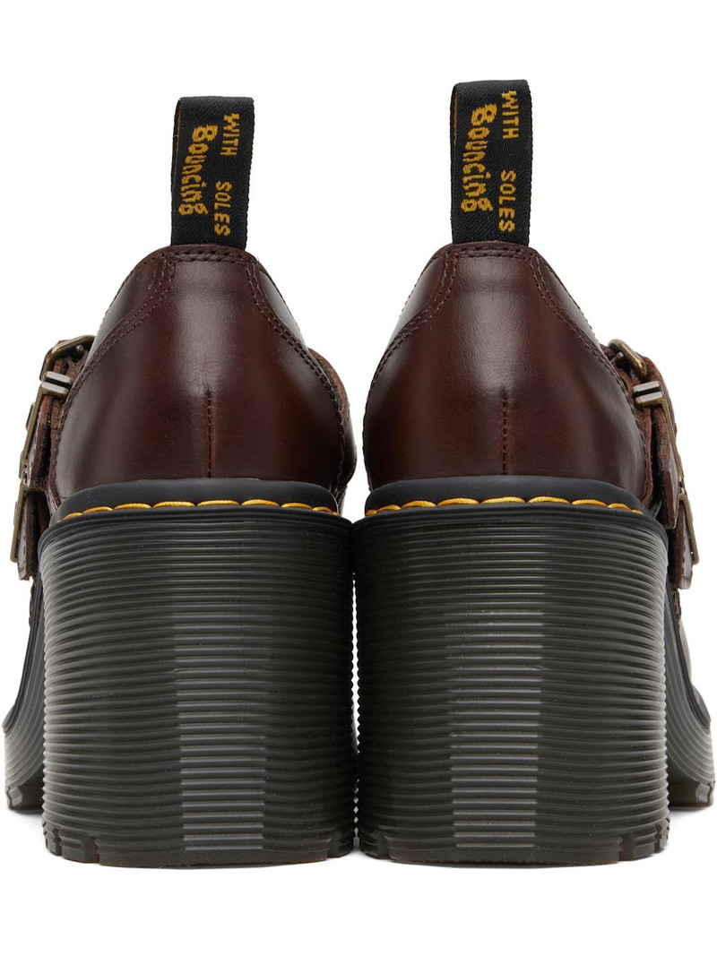 Brown Eviee Leather Mary Jane Heels 2