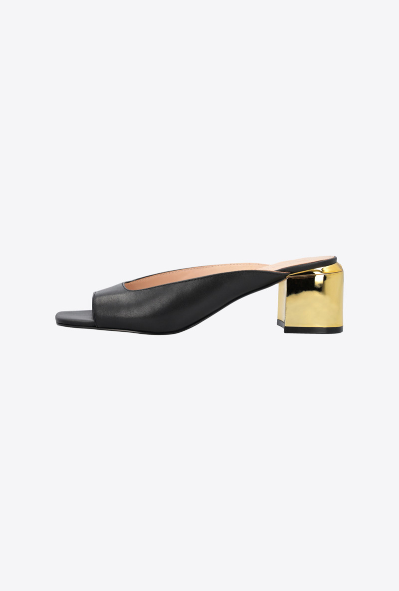 PINKO LEATHER SLIP-ONS WITH GOLDEN HEEL outlook