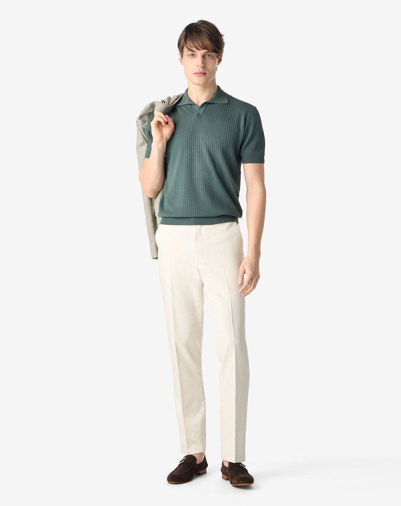 CORNELIANI White cotton and cashmere chino trousers outlook