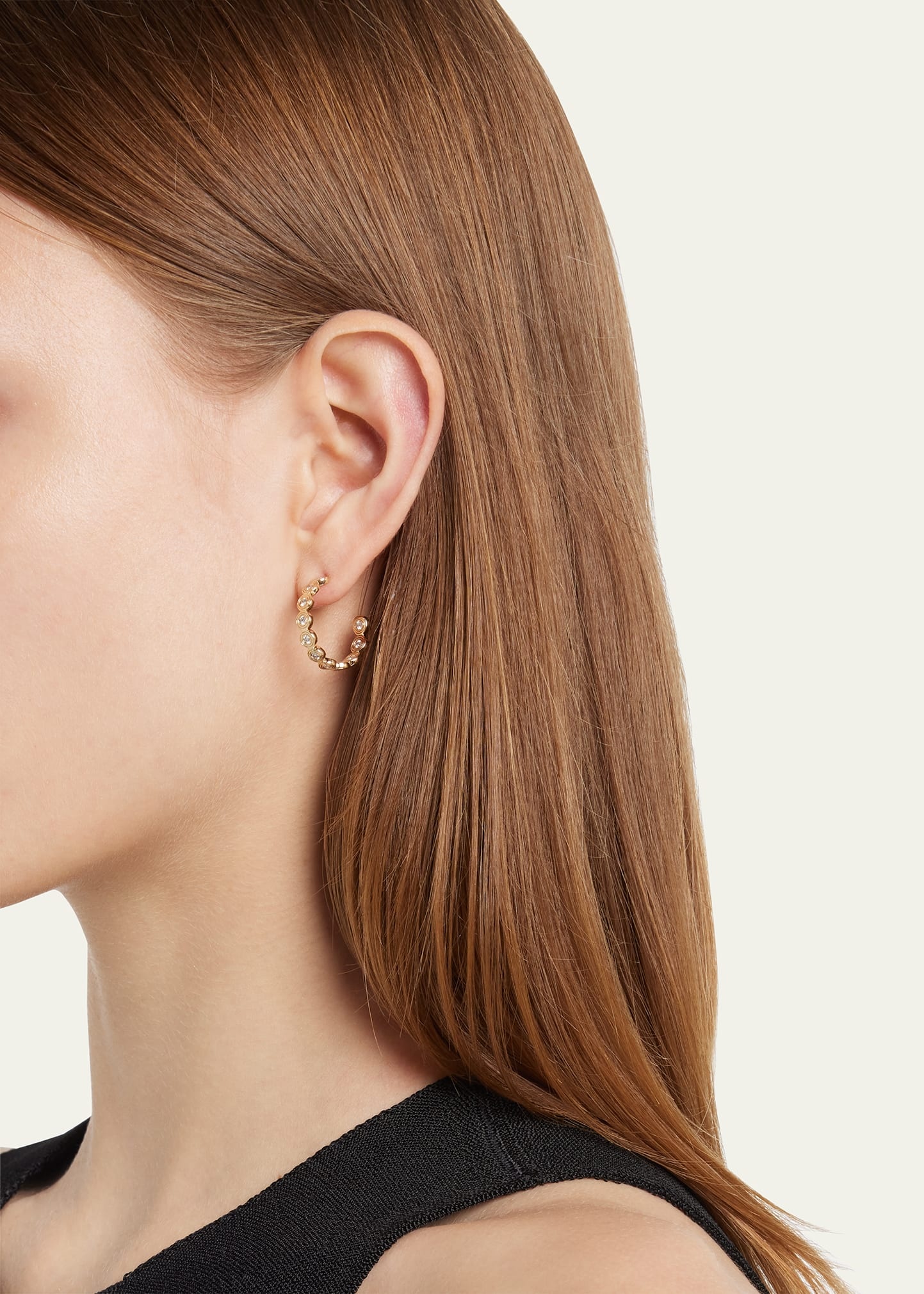 14k Gold Fluted Diamond Earrings - 2