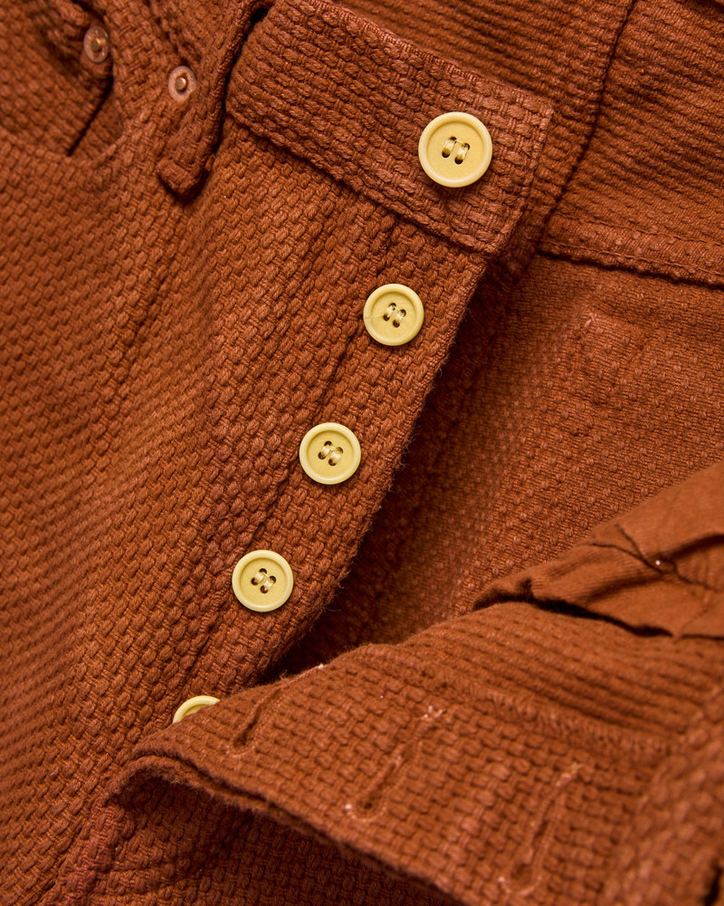 1914W "Amami Mud-Dyed" 17oz Brown Sashiko Jeans - Regular Straight Fit 7