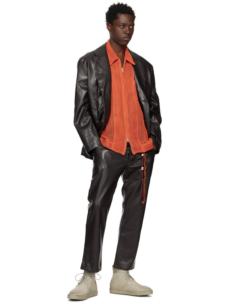 Song for the Mute Brown Square Faux-Leather Blazer outlook