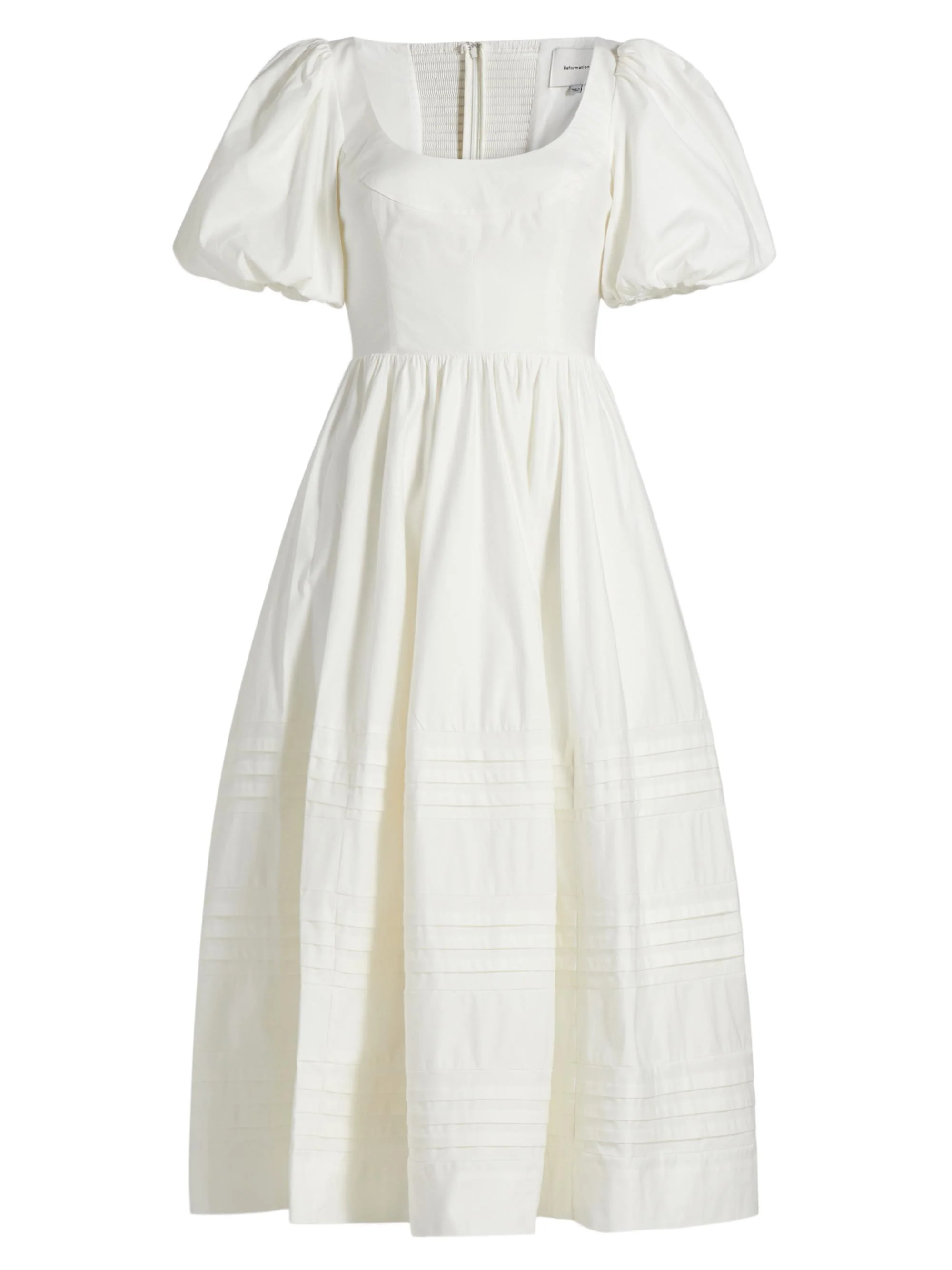 Women's Everlyn Stretch Cotton Poplin Midi-Dress - White - 1
