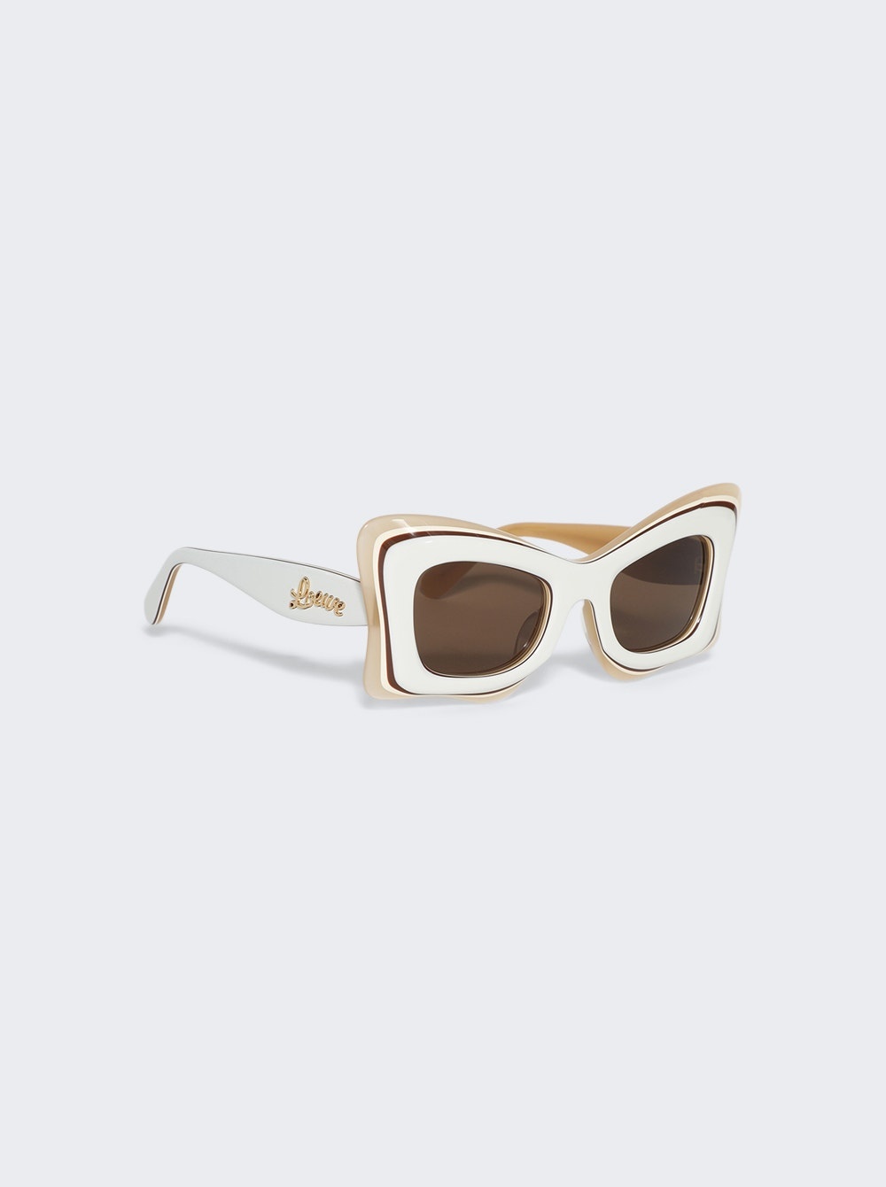 Multilayer Butterfly Sunglasses White And Beige - 4