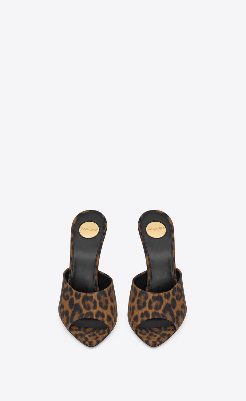 SAINT LAURENT goldie mules in leopard grosgrain outlook