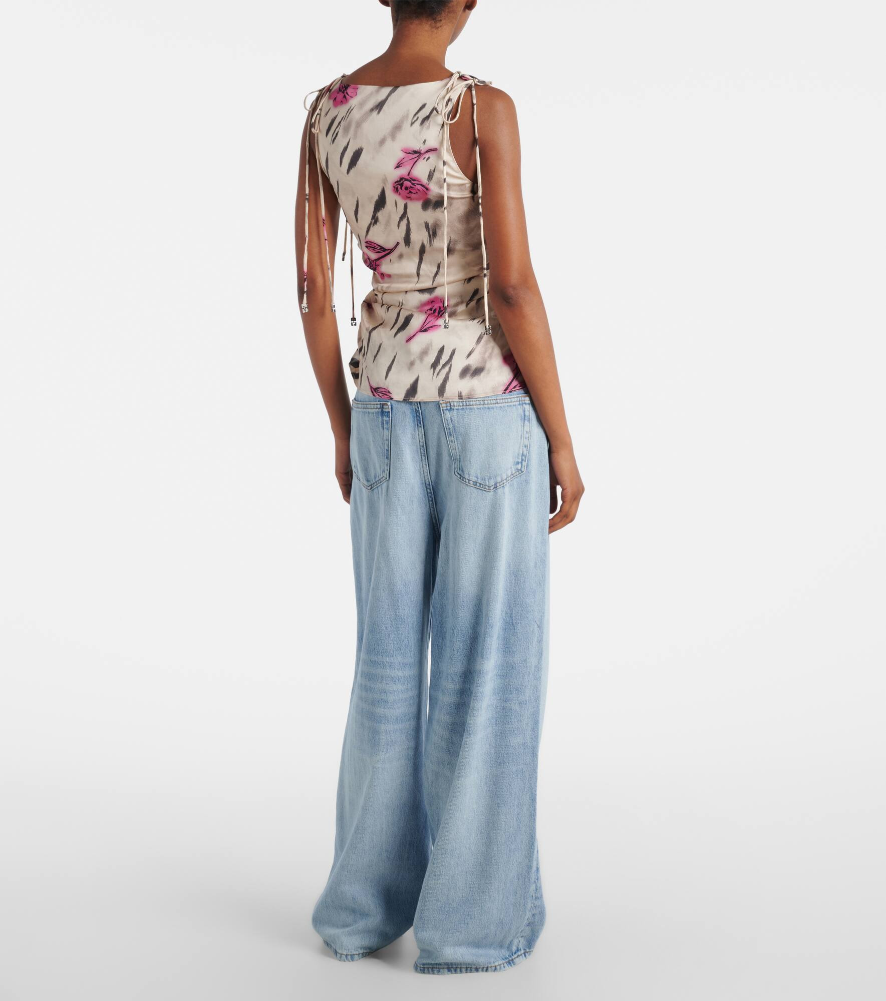 Floral ruched satin top - 3