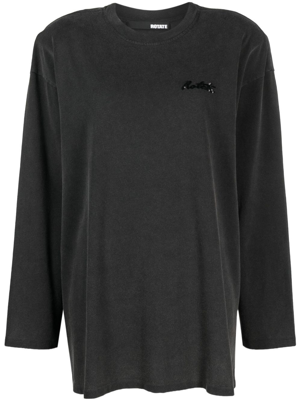 sequin-logo cotton T-shirt - 1