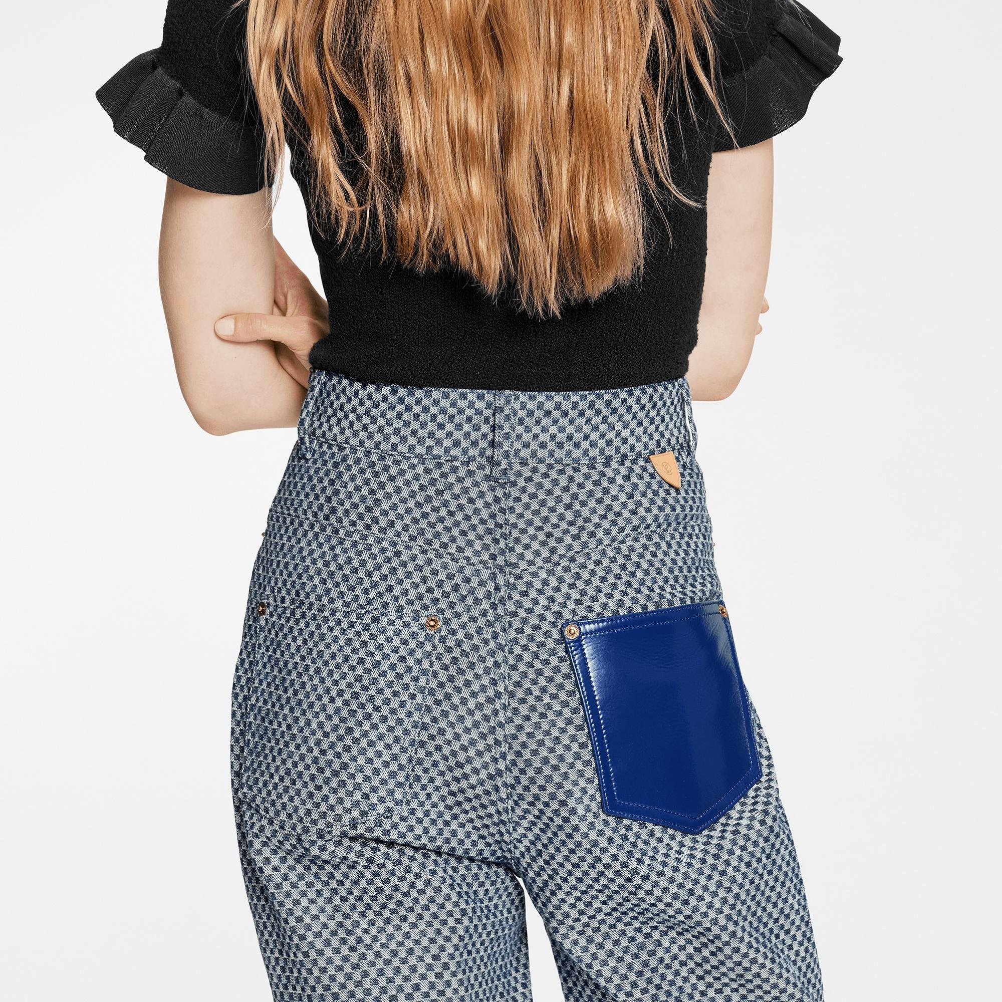 Mini Checkerboard Denim Carrot Pants - 5