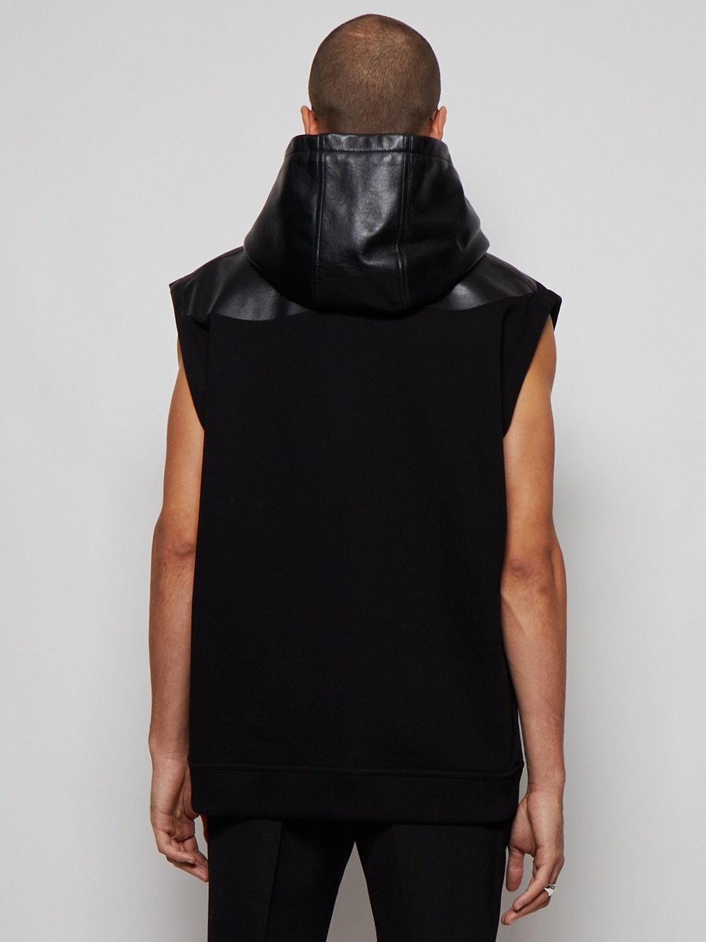 Monster Graphic Cotton And Lambskin Sleeveless Hoodie Black - 5