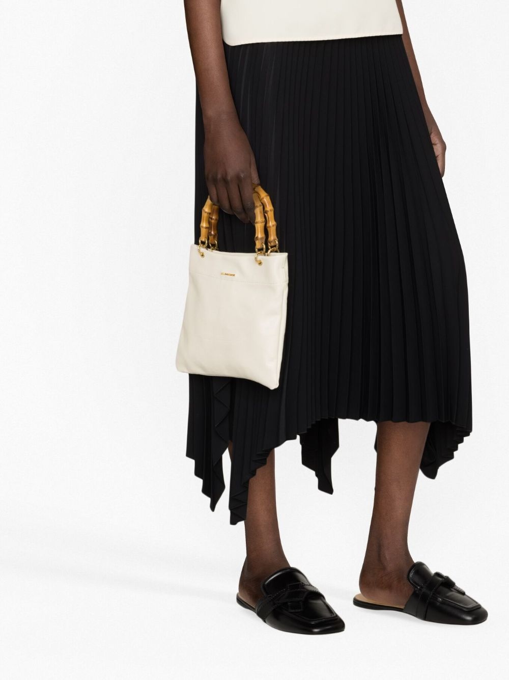 bamboo-handle leather tote bag - 3