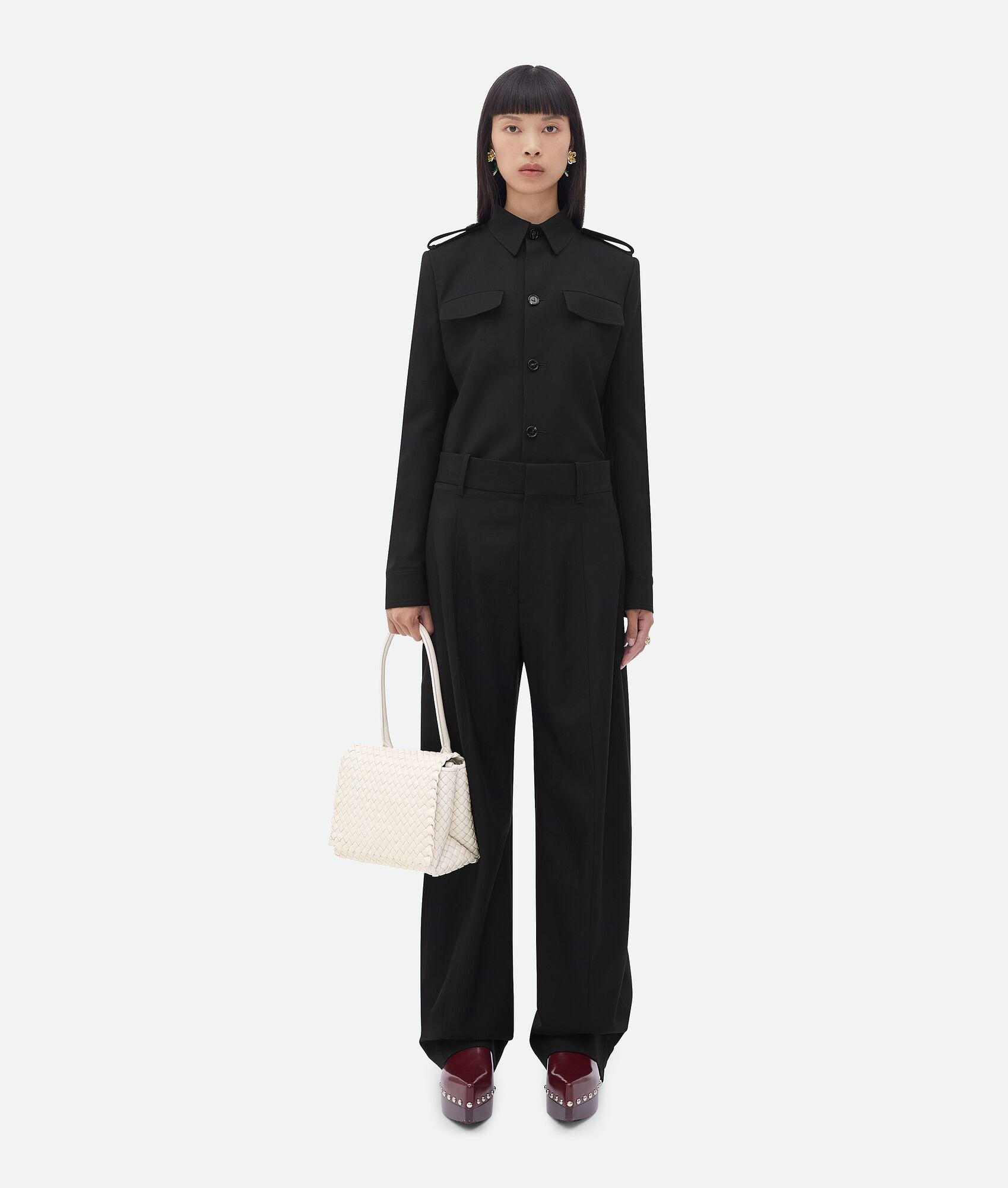 straight leg wool pants - 4