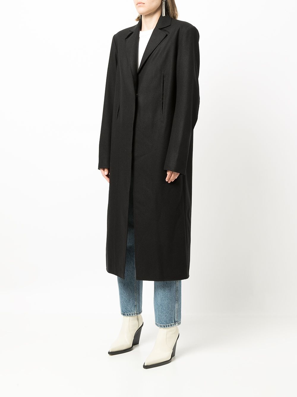 slit-detail single-breasted coat - 3