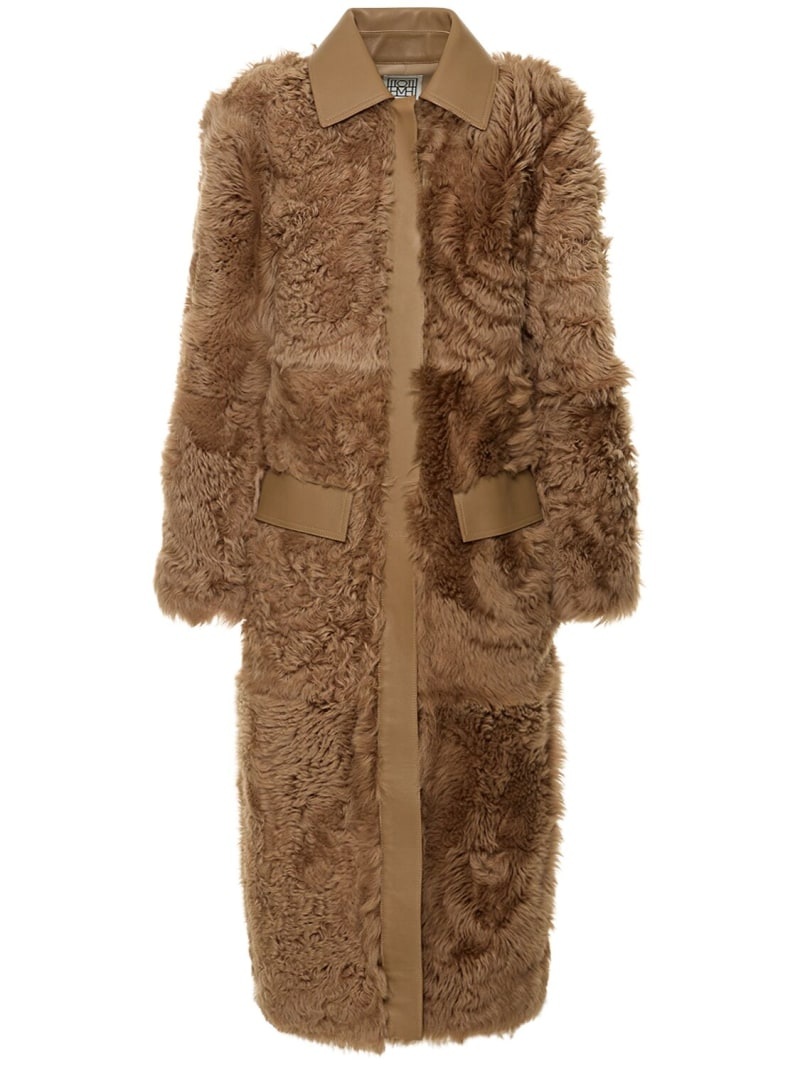 Curly shearling lamb long coat - 1