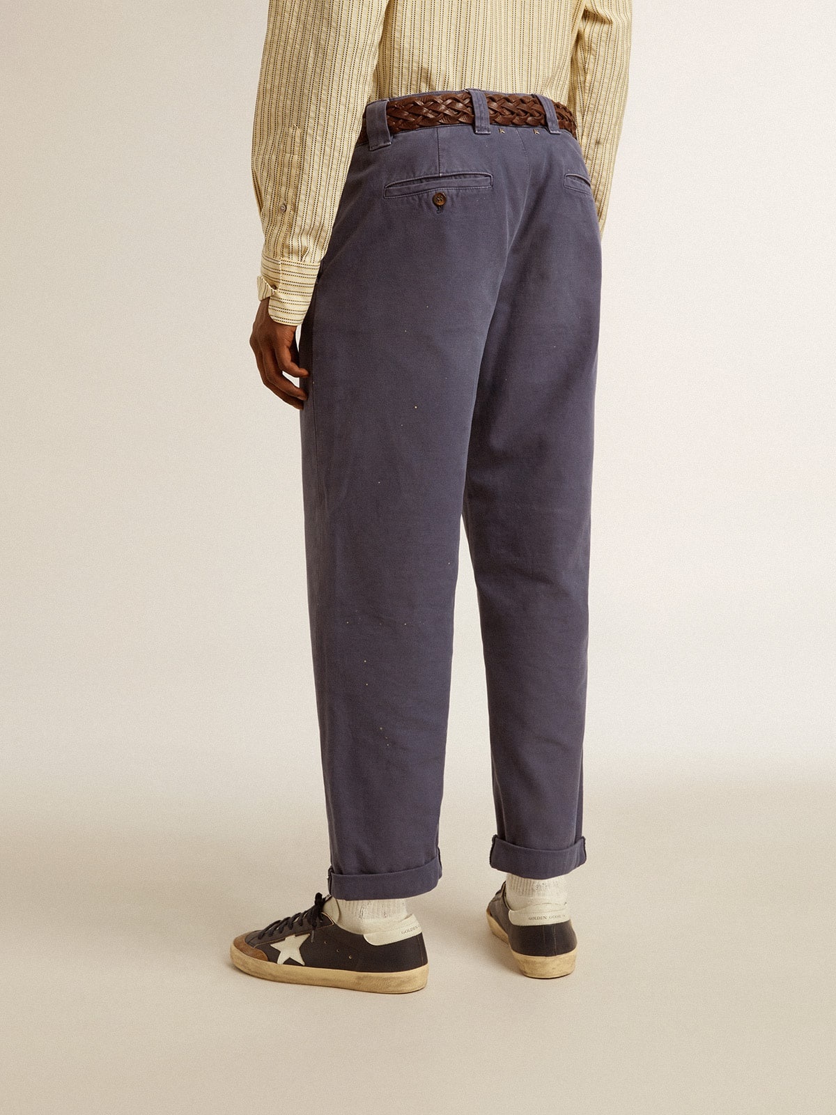 Men's chinos in blue with a lived-in effect - 4