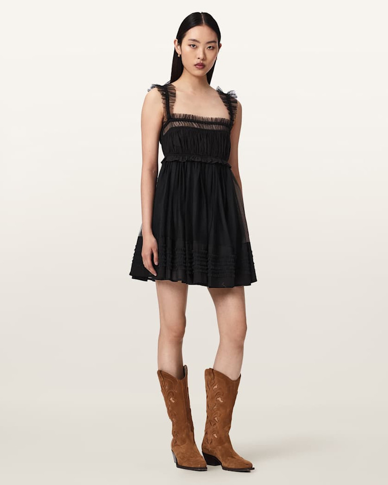ALLSAINTS ANGELA GATHERED FRILL MINI DRESS outlook