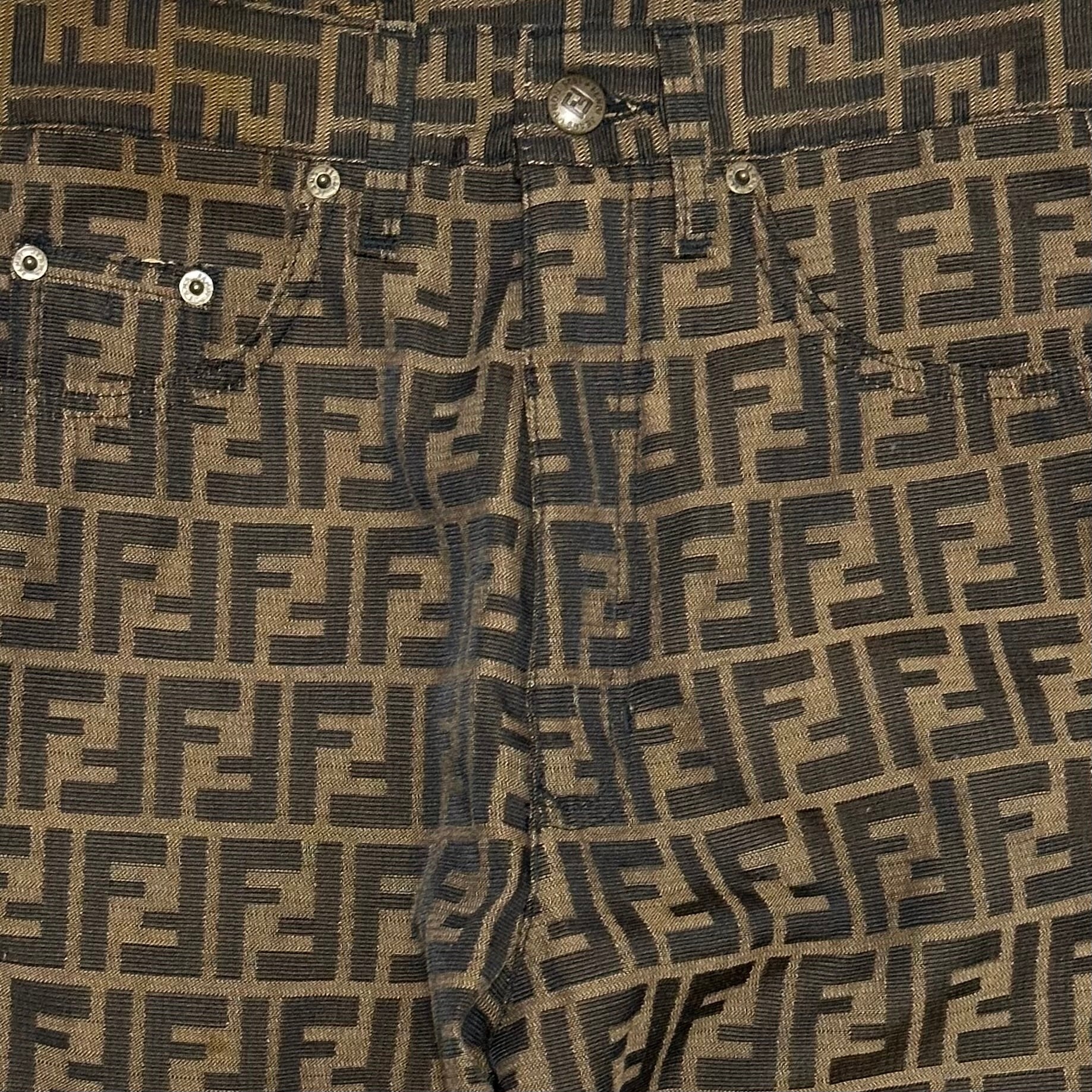 FENDI Vintage FF Zucca Monogram High Rise Straight Leg Pants - 4