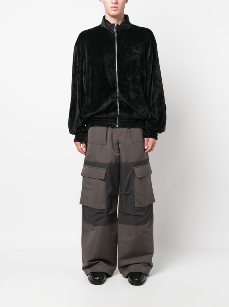 GCDS logo-embroidered velvet bomber jacket outlook