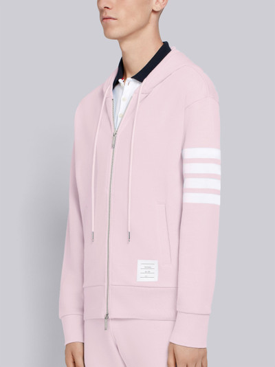 Thom Browne Light Pink Classic Loopback Jersey 4-Bar Zip-up Hoodie outlook