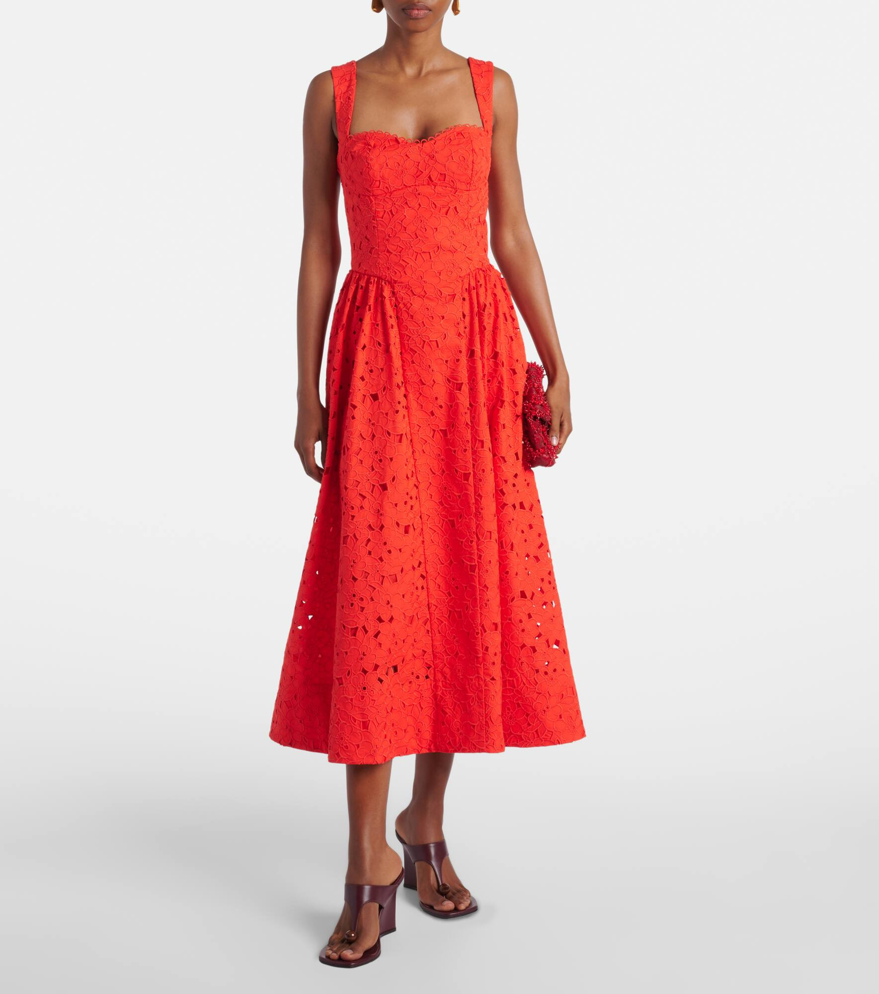 Blaire cotton guipure lace midi dress - 2