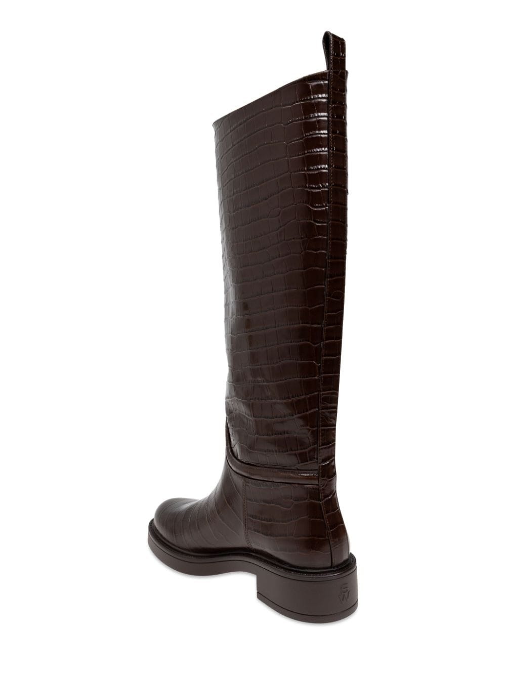 crocodile-embossed leather boots - 5