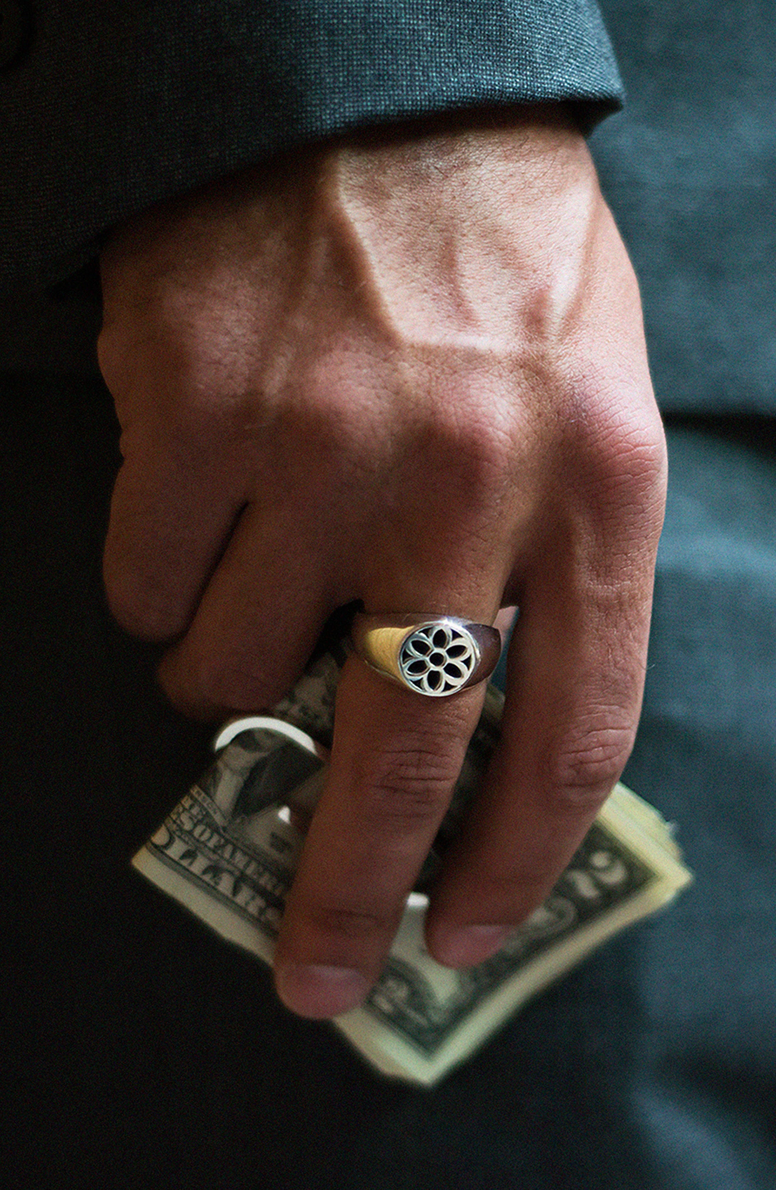 Men's Rosette Signet Ring - 3