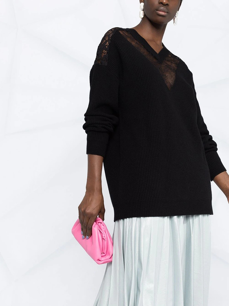 lace-embellished V-neck jumper 5