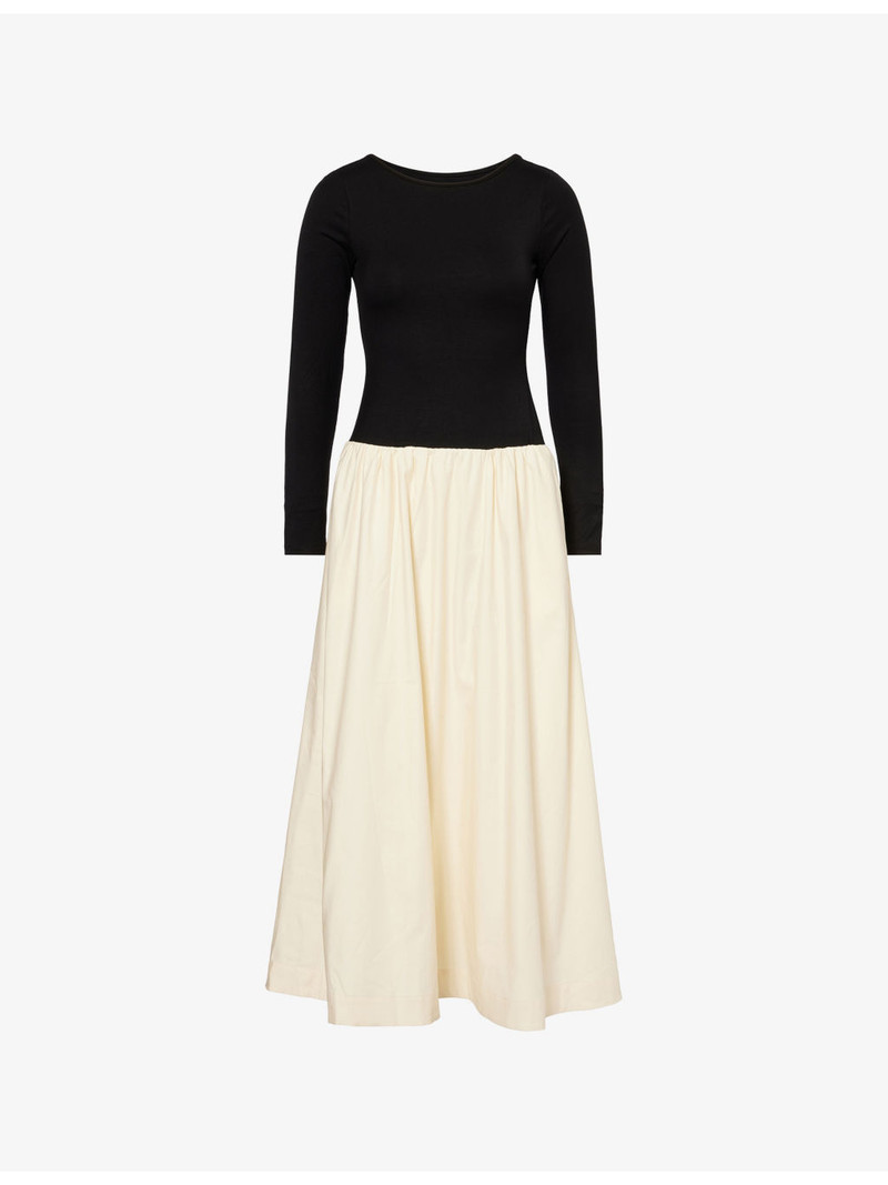 Abel Contrast-Skirt Cotton-Blend Midi Dress 1