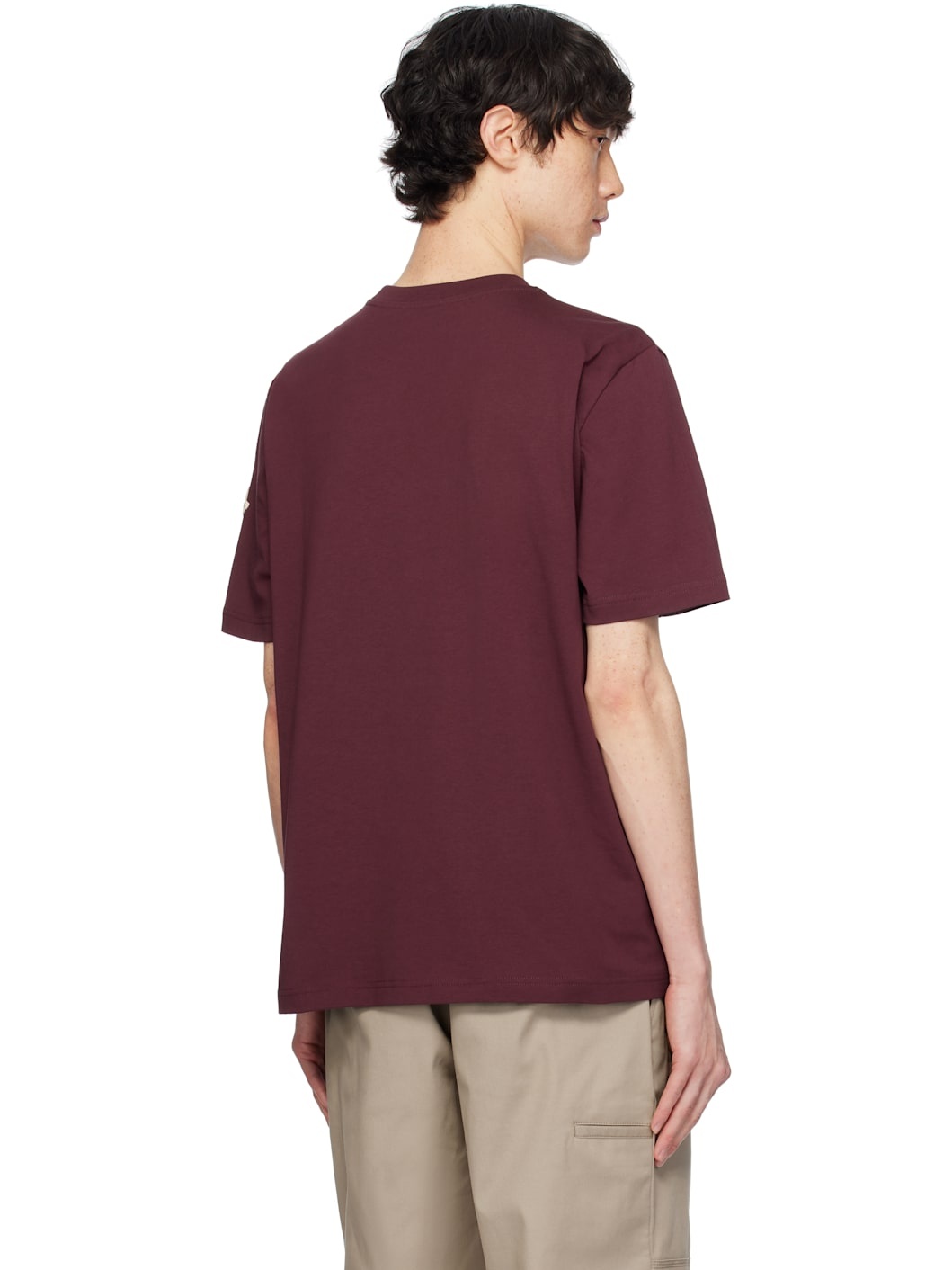 Burgundy Embroidered Varsity Logo Cotton T-shirt - 3