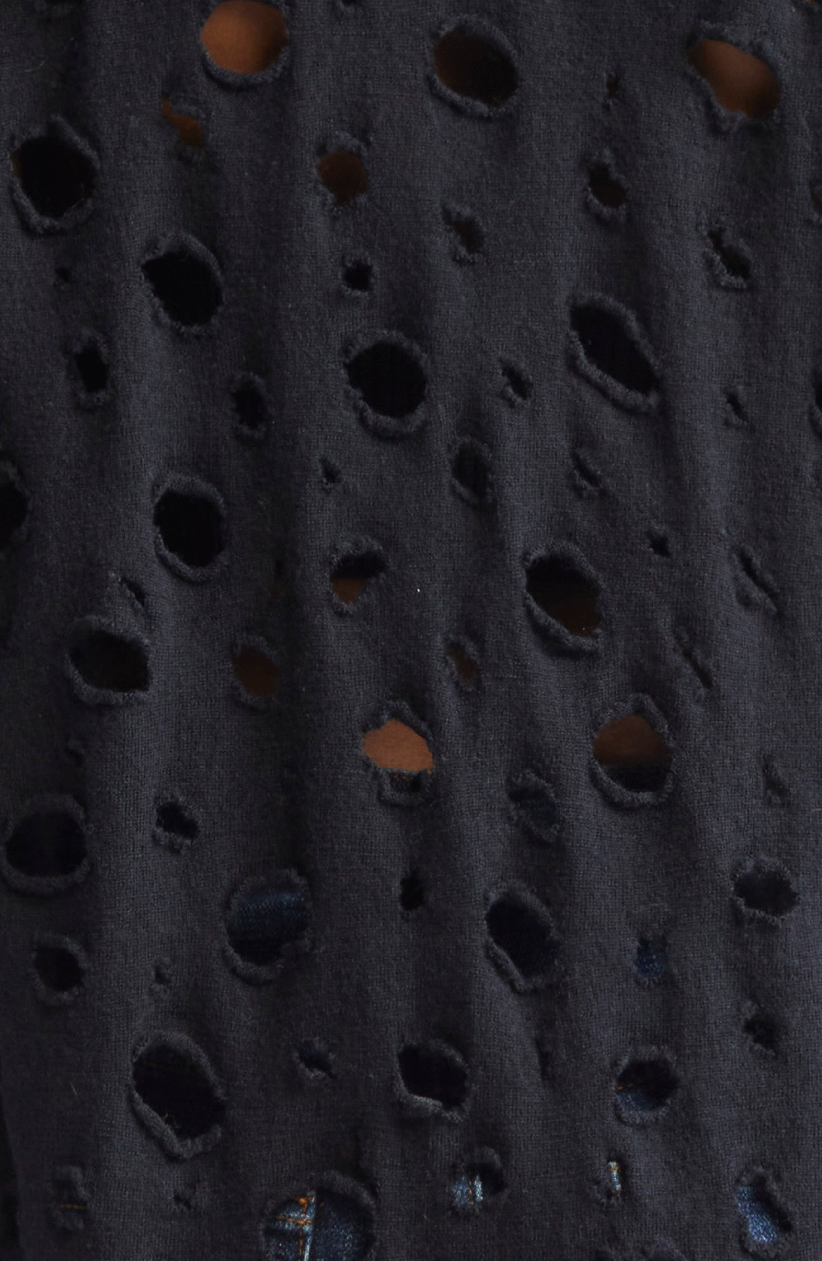 R13 Ripped Merio Wool Boyfrined Cardigan in Black at Nordstrom - 7