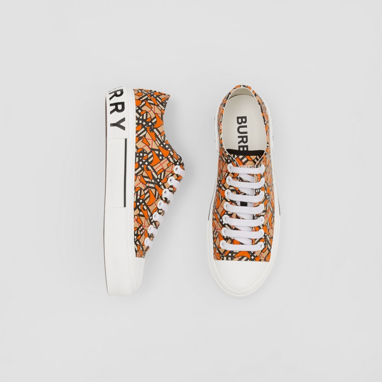 Monogram Print Linen Cotton Canvas Sneakers - 5