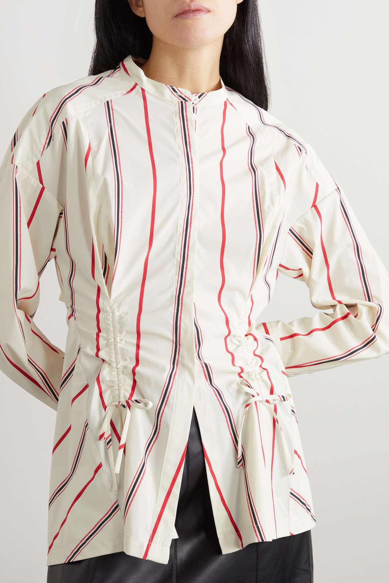 Cutout striped poplin shirt - 3