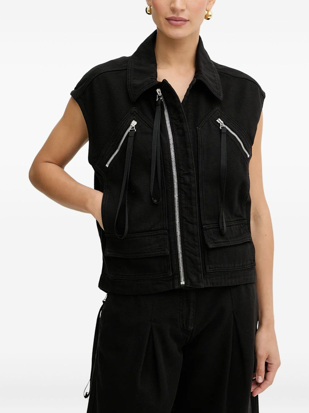 zip-fastening pocket gilet - 3