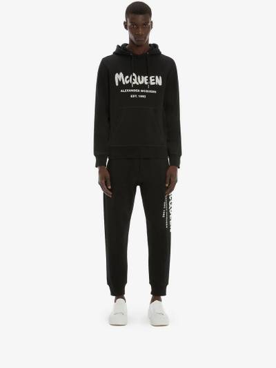 Alexander McQueen Men's Mcqueen Graffiti Hooded Sweatshirt in Black/ivory outlook