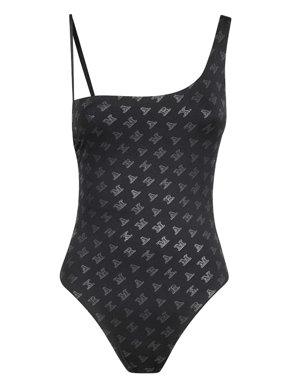 logo-print one-shoulder swimsuit - 1