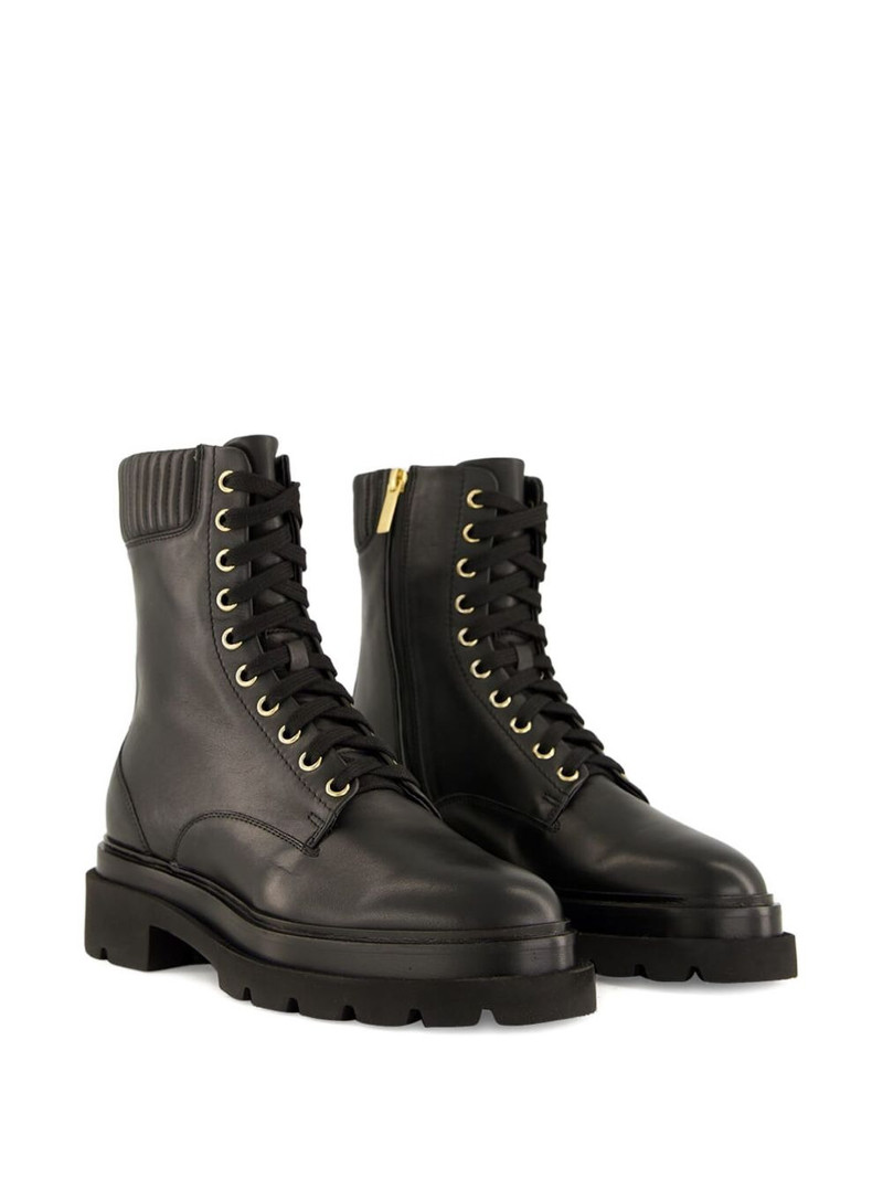 Santoni quilted lace-up boots outlook