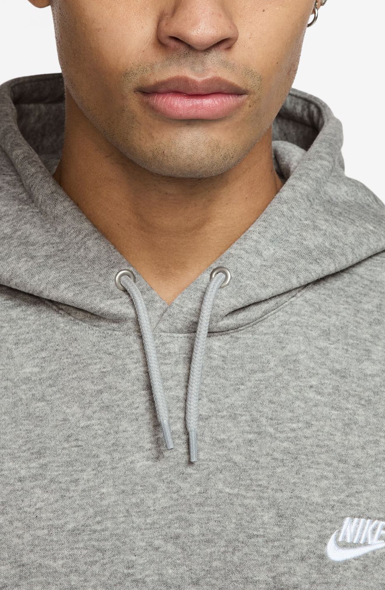 Nike Club Fleece Pullover Hoodie in Dark Grey Heather/Light Grey at Nordstrom - 3
