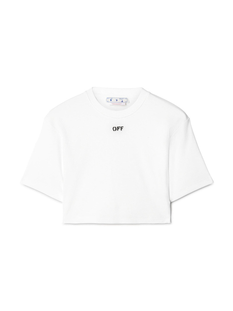Off Stamp Ribbed Cropped Tee - 1