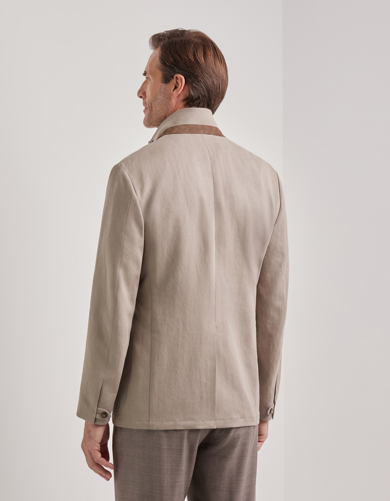 LIGHT BLUE AND BLUE SILK AND CASHMERE REGULAR-FIT OVERCHECK JACKET 150