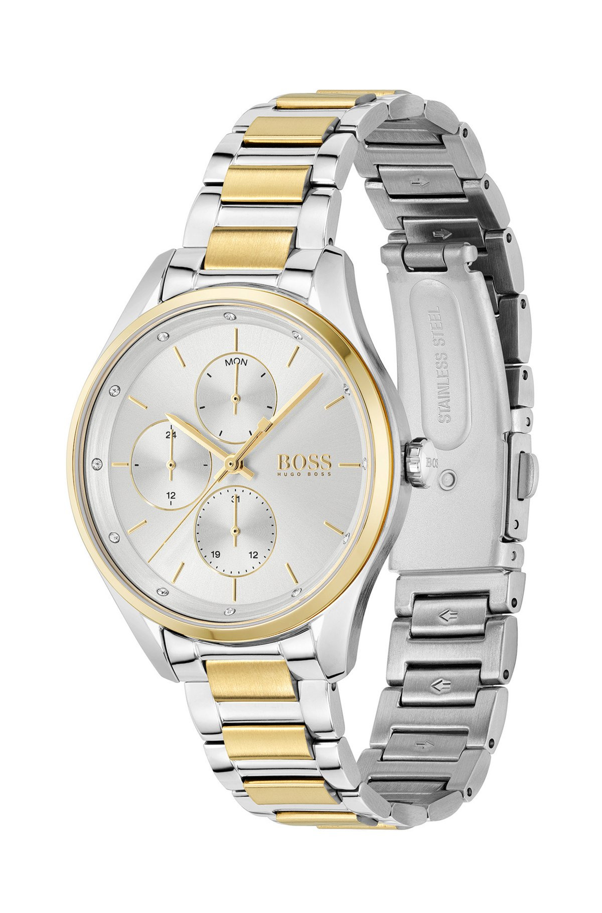 TWO-TONE WATCH WITH CRYSTALS AND LINK BRACELET - 2