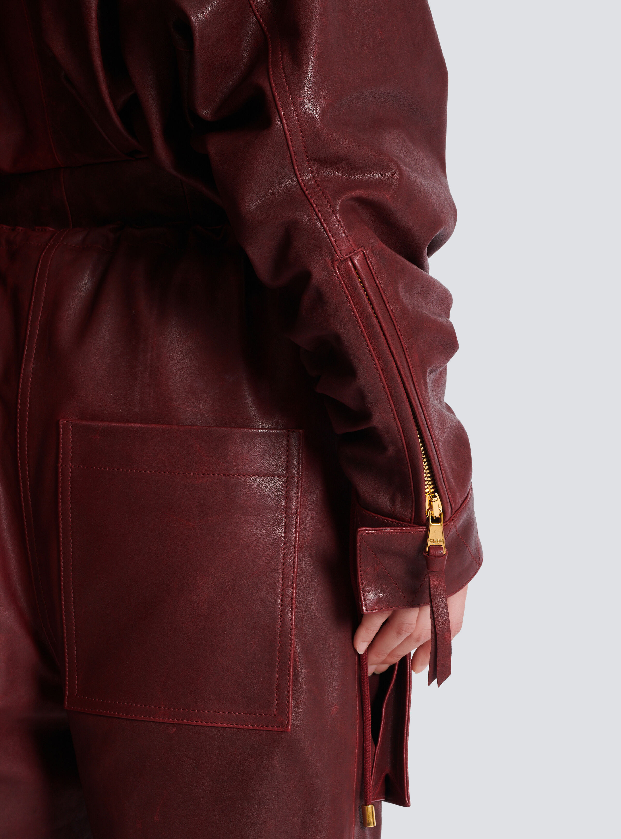Short hooded dress in washed lambskin - 8