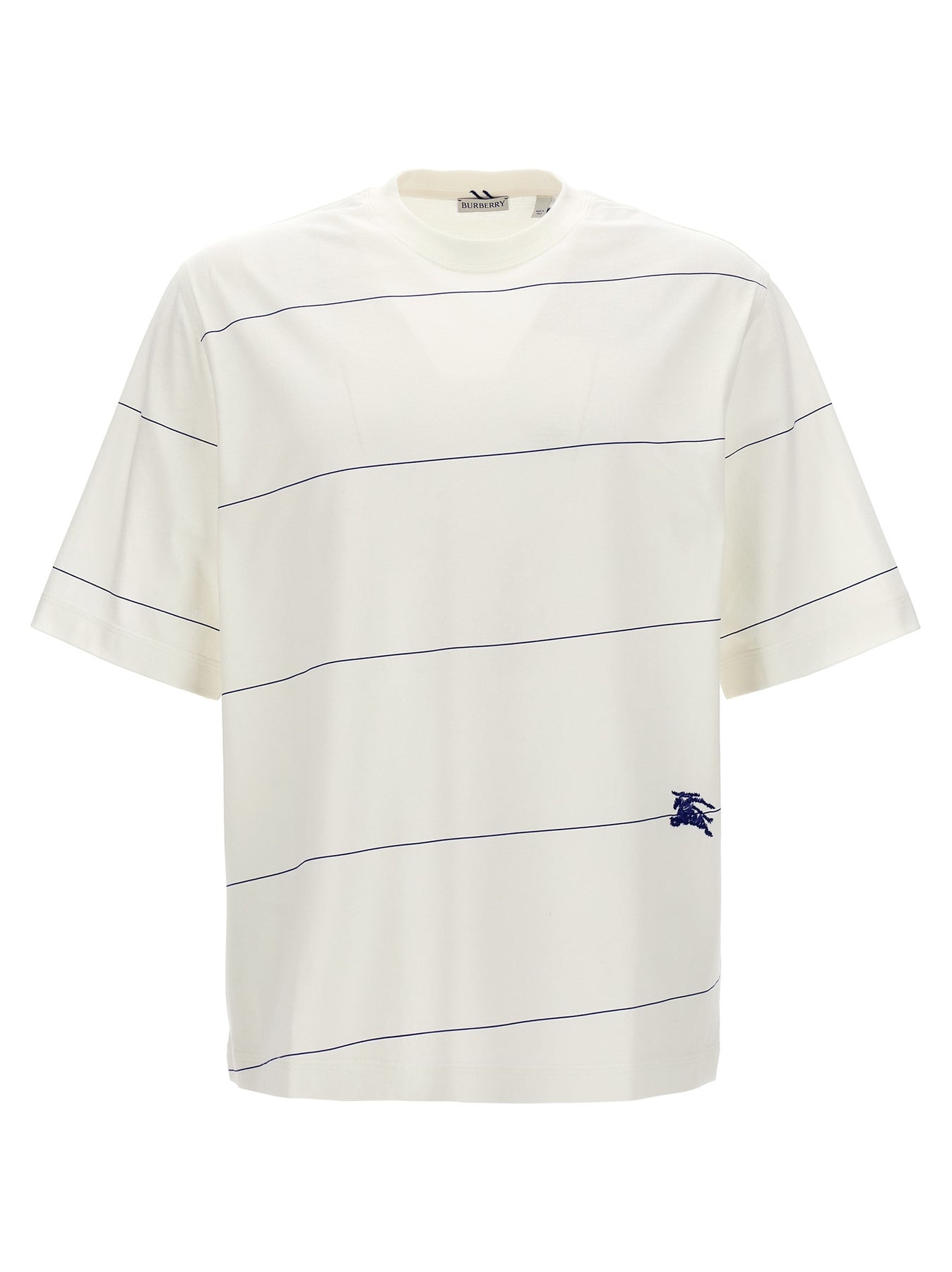 Logo Embroidery Striped T-Shirt White - 1