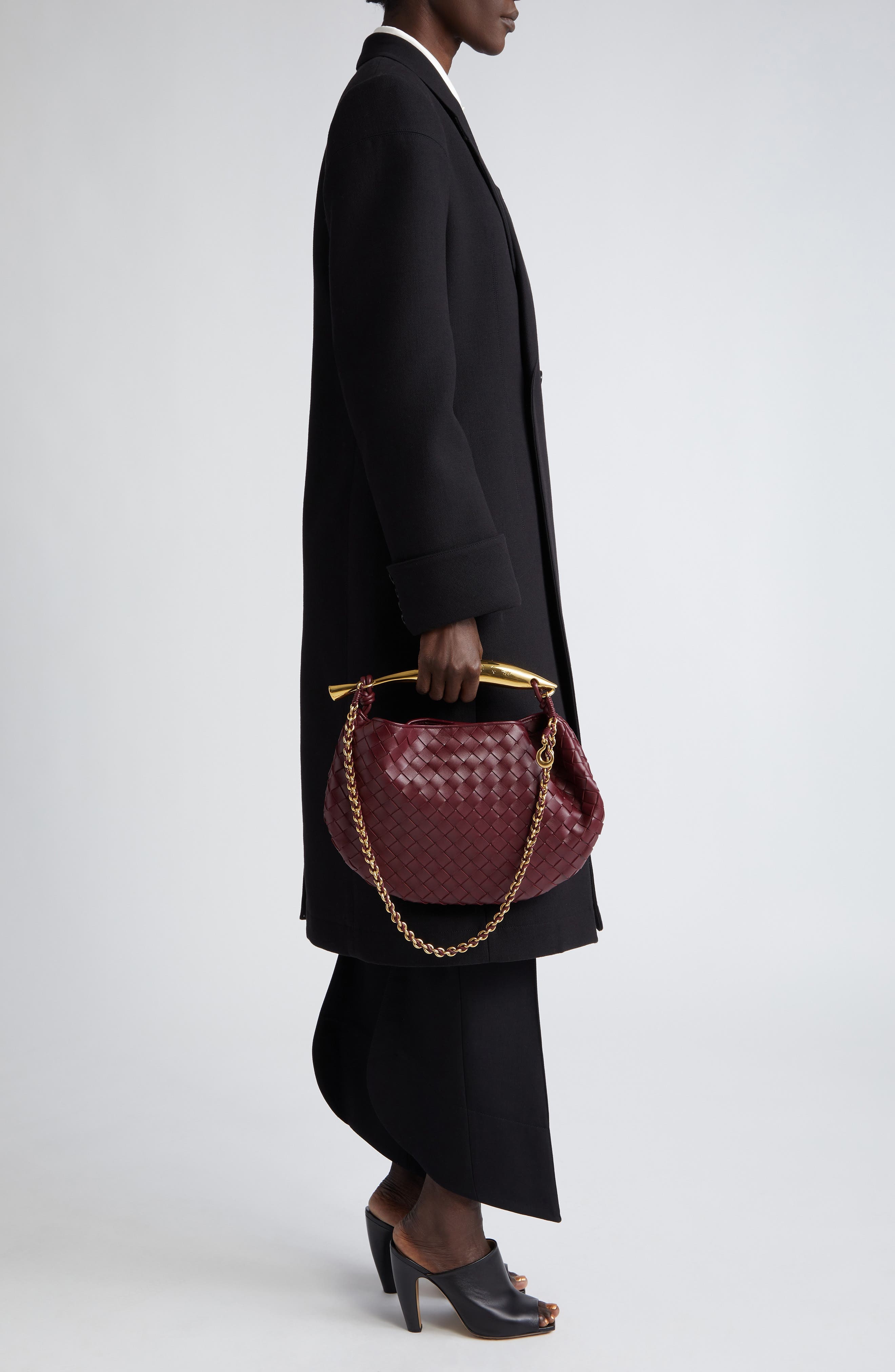 Bottega Veneta Small Sardine Intrecciato Leather Top Handle Bag in Barolo/Brass at Nordstrom - 3