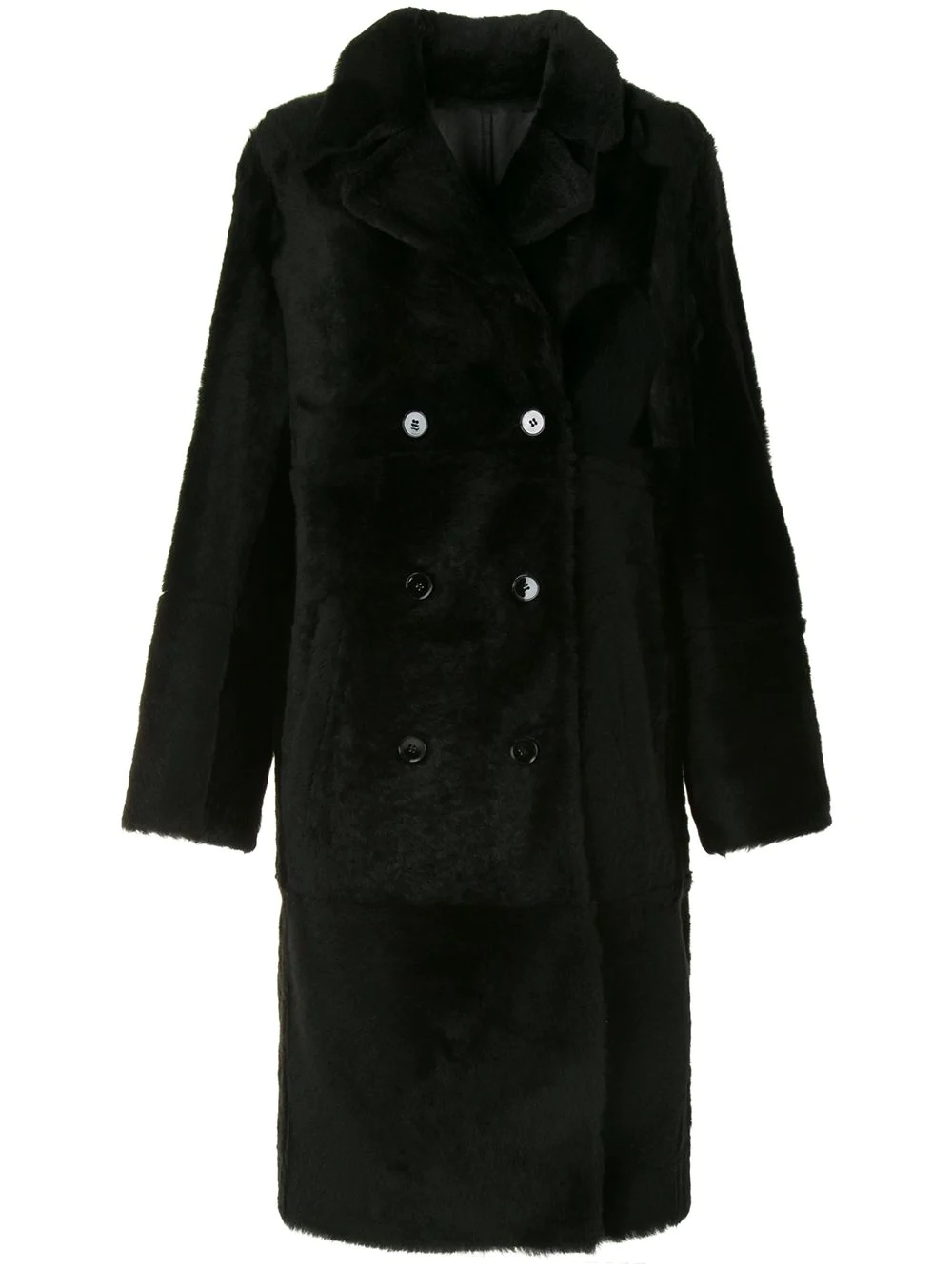 lamb-fur double-breasted coat - 1