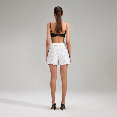 self-portrait White Cotton Lace Shorts outlook