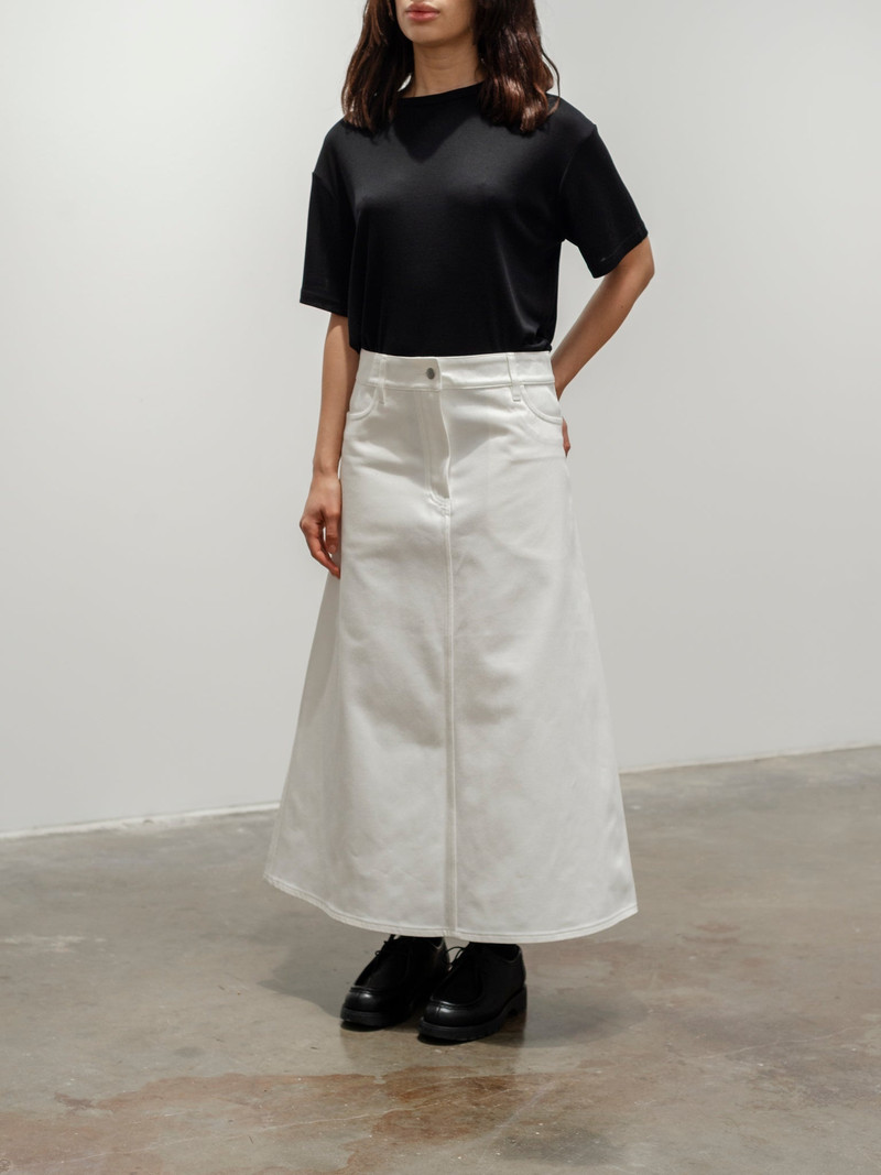 Studio Nicholson Baringo A-Line Denim Skirt - White outlook