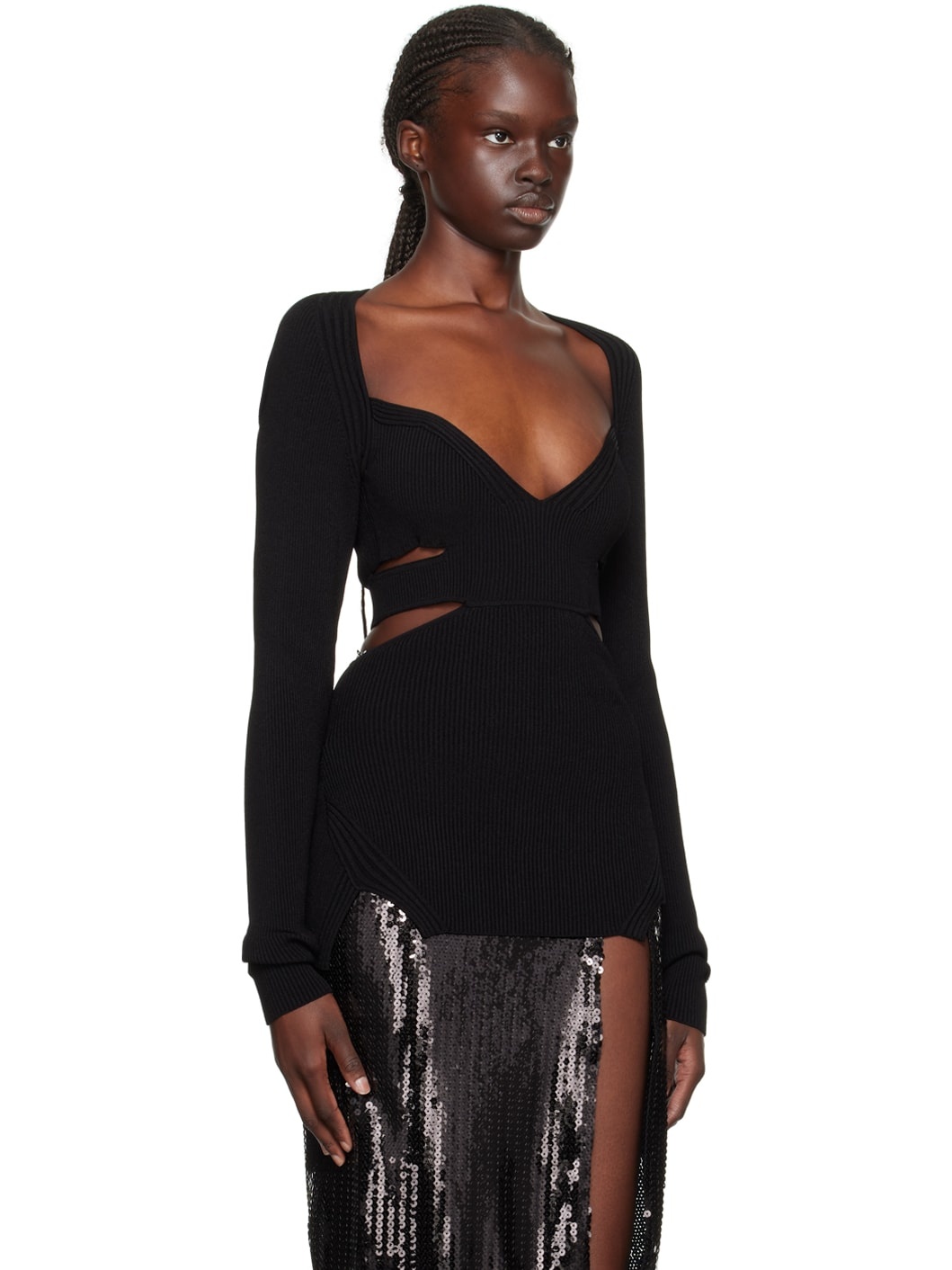 Black Cutout Sweater - 2