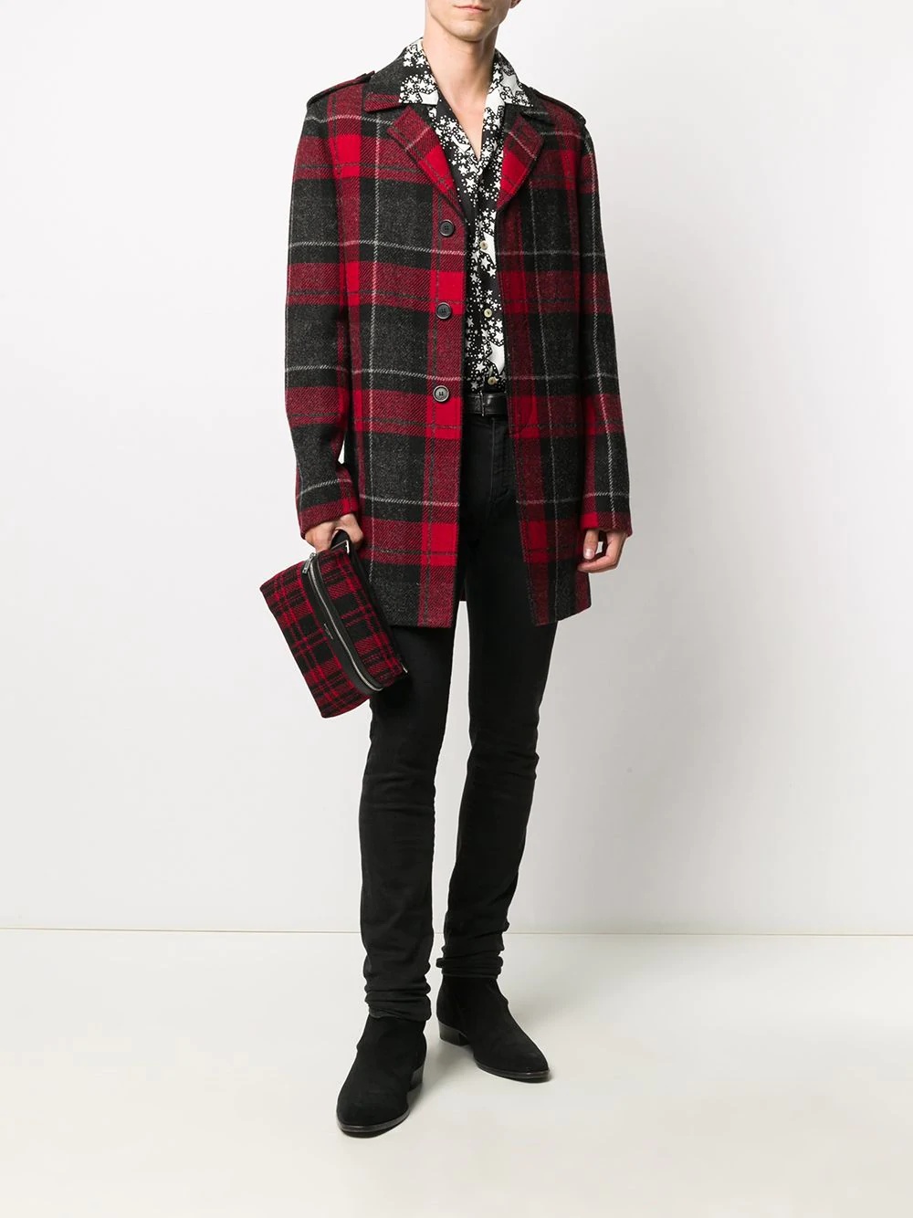 tartan single-breasted wool coat - 2