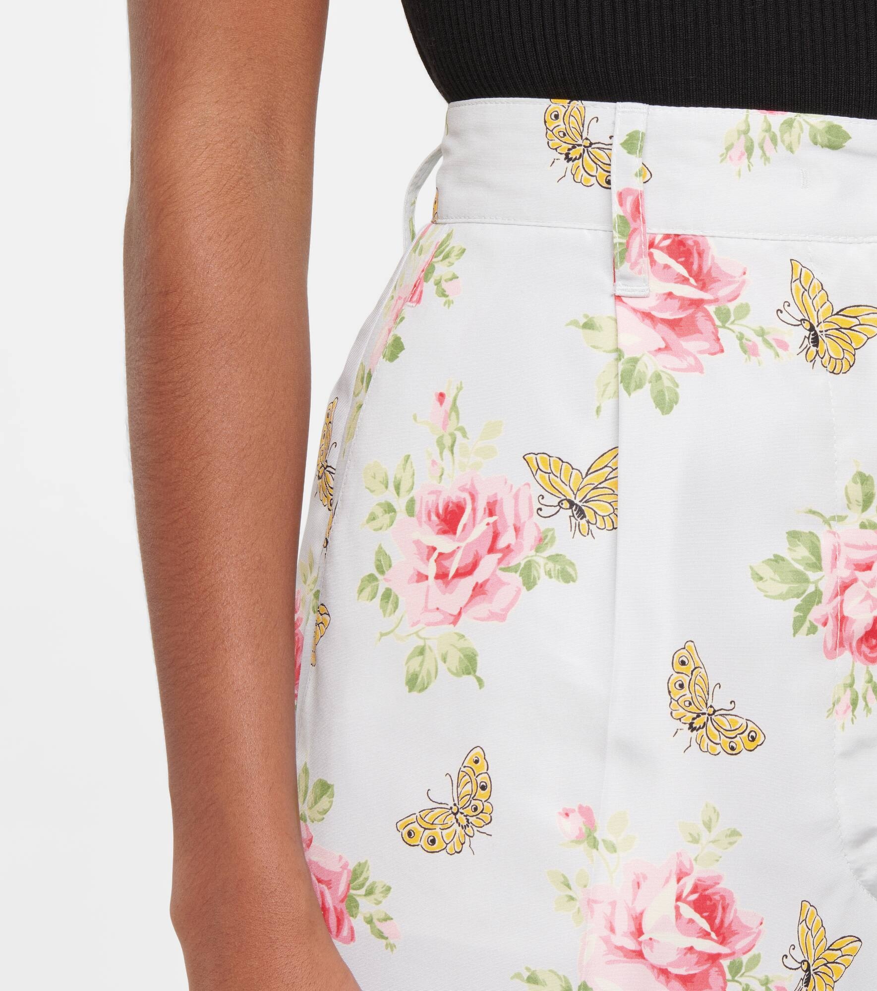 Floral high-rise silk pants - 4