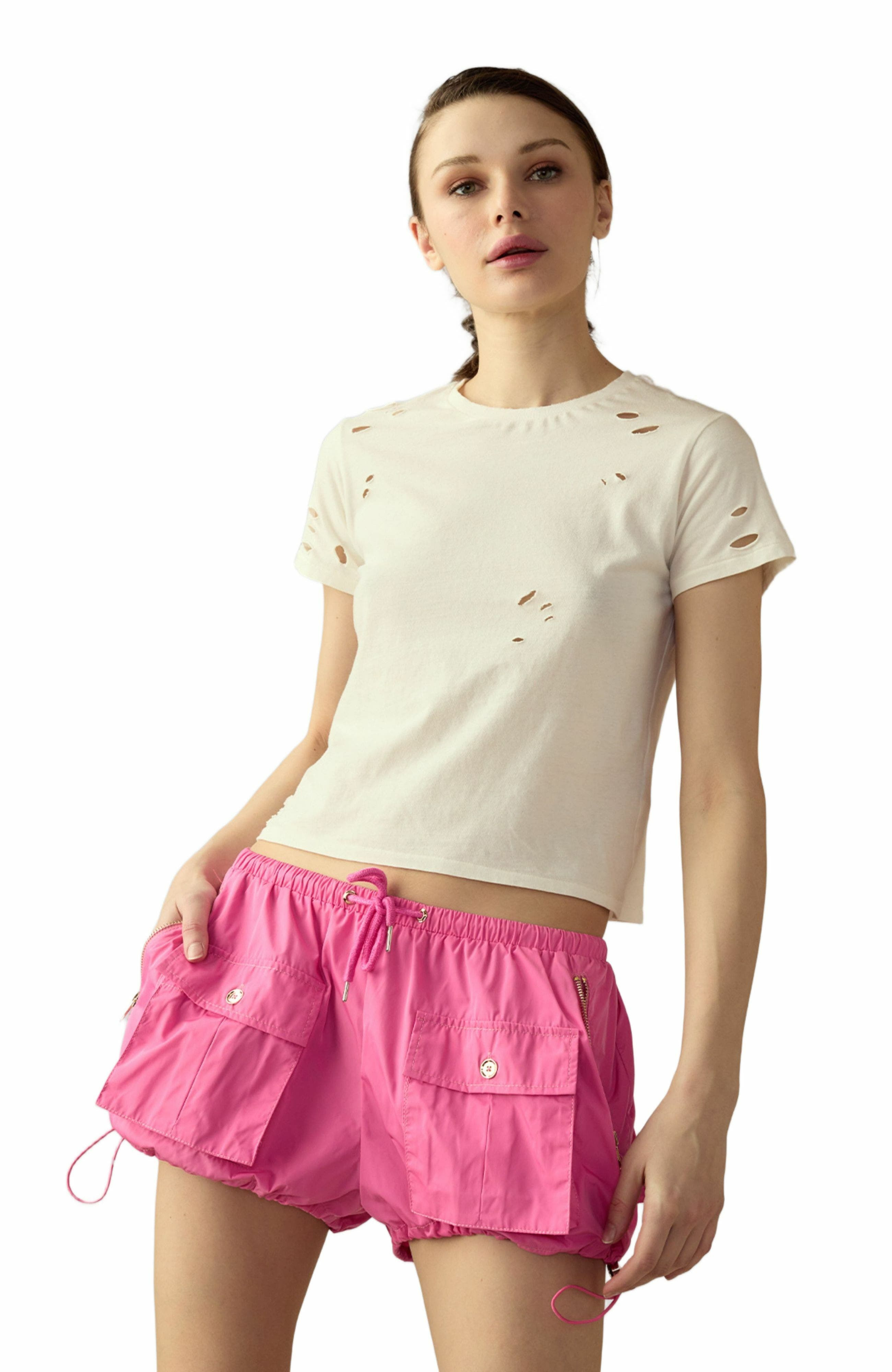 Cynthia Rowley Nylon Cargo Shorts in Hot Pink at Nordstrom - 1